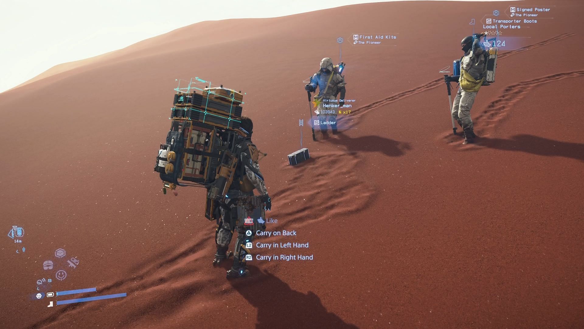 Trading with a porter (Image via Kojima Productions)